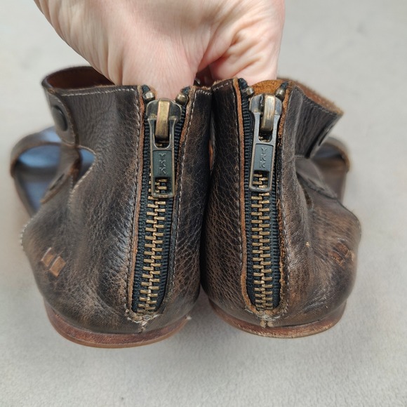 Bed Stu Gladiator Sandals Womens 8.5 Brown Leather Back Zip Flat Bohemian - Picture 7 of 11